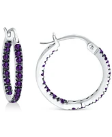 Giani Bernini Cubic Zirconia In & Out Small Hoop Earrings in Sterling Silver, 0.625", Created for Macy's