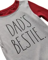 Rae Dunn Little Boys Dads Bestie Hacci Long Sleeve Top and Plaid Jogger 2 Piece Pajama Set