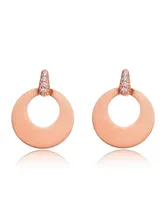 Genevive Sterling Silver Cubic Zirconia Circle Short Drop Earrings