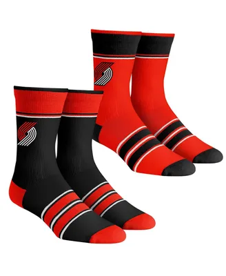 Men's and Women's Rock 'Em Socks Portland Trail Blazers Multi-Stripe 2-Pack Team Crew Sock Set