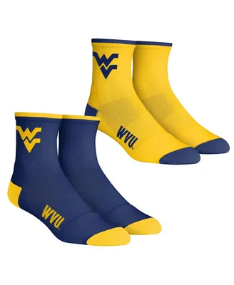Youth Boys and Girls Rock 'Em Socks West Virginia Mountaineers Core Team 2-Pack Quarter Length Sock Set