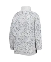 Women's Gameday Couture Heather Gray Oklahoma Sooners Leopard Quarter-Zip Sweatshirt