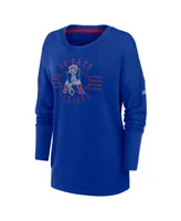 Women's Nike Royal New England Patriots Rewind Playback Icon Performance Pullover Sweatshirt