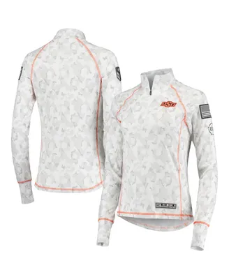 Women's Colosseum White Oklahoma State Cowboys Oht Military-Inspired Appreciation Officer Arctic Camo 1/4-Zip Jacket