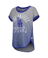 Women's Touch Gray, Royal Los Angeles Dodgers Home Run Tri-Blend Sleeveless T-shirt