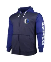 Men's Fanatics Navy, Royal Dallas Mavericks Big and Tall Down Distance Full-Zip Hoodie