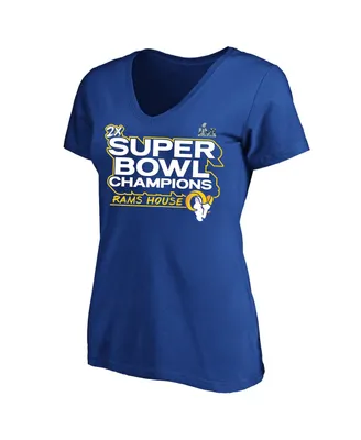 Women's Fanatics Royal Los Angeles Rams Super Bowl Lvi Champions Parade V-Neck Plus T-shirt