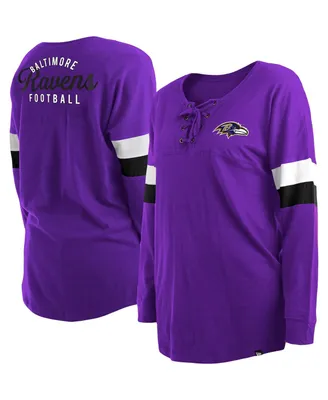 Women's New Era Purple Baltimore Ravens Plus Athletic Varsity Lace-Up V-Neck Long Sleeve T-shirt