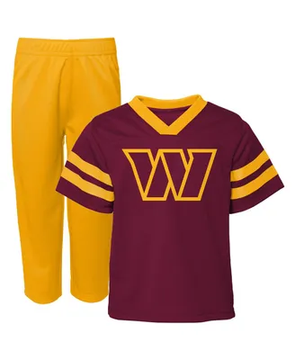 Toddler Boys Burgundy, Gold Washington Commanders Red Zone V-Neck Jersey Top and Pants Set