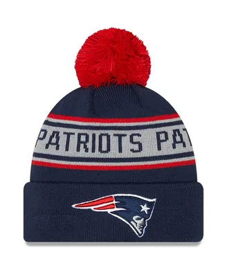 Big Boys New Era Navy New England Patriots Repeat Cuffed Knit Hat with Pom
