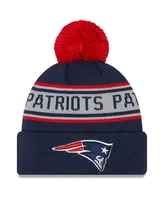 Big Boys New Era Navy New England Patriots Repeat Cuffed Knit Hat with Pom