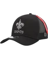 Men's New Era x Alpha Industries Black New Orleans Saints A-Frame 9FORTY Trucker Snapback Hat