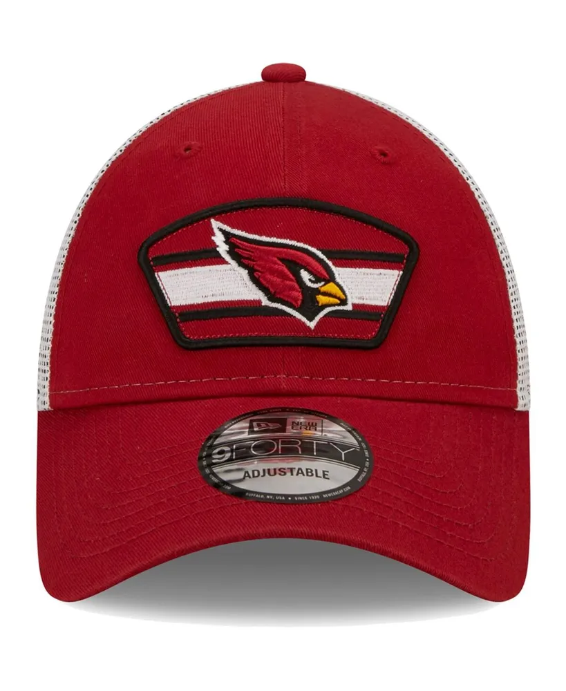 Men's New Era Cardinal, White Arizona Cardinals Logo Patch Trucker 9FORTY Snapback Hat