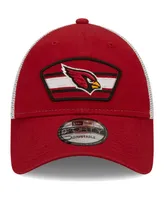 Men's New Era Cardinal, White Arizona Cardinals Logo Patch Trucker 9FORTY Snapback Hat