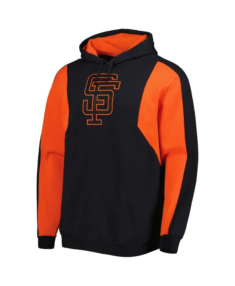 Men's Mitchell & Ness Black and Orange San Francisco Giants Colorblocked Fleece Pullover Hoodie