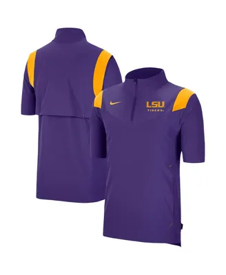 Men's Nike Purple Lsu Tigers Coach Short Sleeve Quarter-Zip Jacket