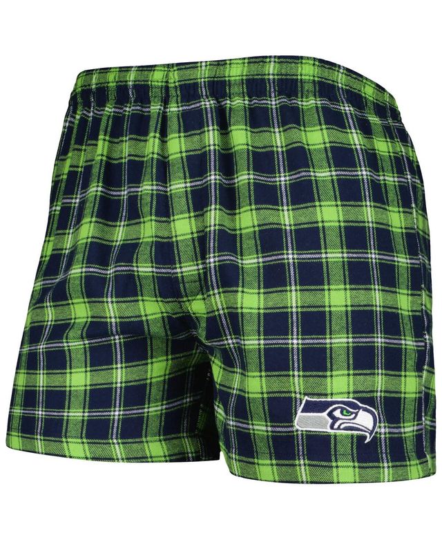 Men's Concepts Sport College Navy and Neon Green Seattle Seahawks Ledger Flannel Boxers