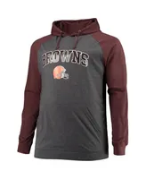 Men's Fanatics Brown, Heathered Charcoal Cleveland Browns Big and Tall Lightweight Raglan Pullover Hoodie