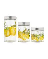 American Atelier Lemon Branches Glass Canisters Set, 3 Piece