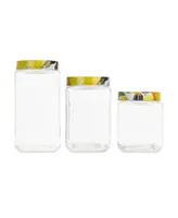 American Atelier Blossoms Lemons Square Glass Jars Set, 3 Piece