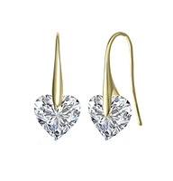 Genevive Sterling Silver Cubic Zirconia Stylish Party Heart Earrings