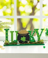 Glitzhome 15.75" L St. Patrick's Lucky Wooden Table Decor