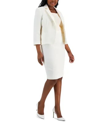 Le Suit Jacquard Single Button Jacket and Pencil Skirt Set, Regular and Petite Sizes