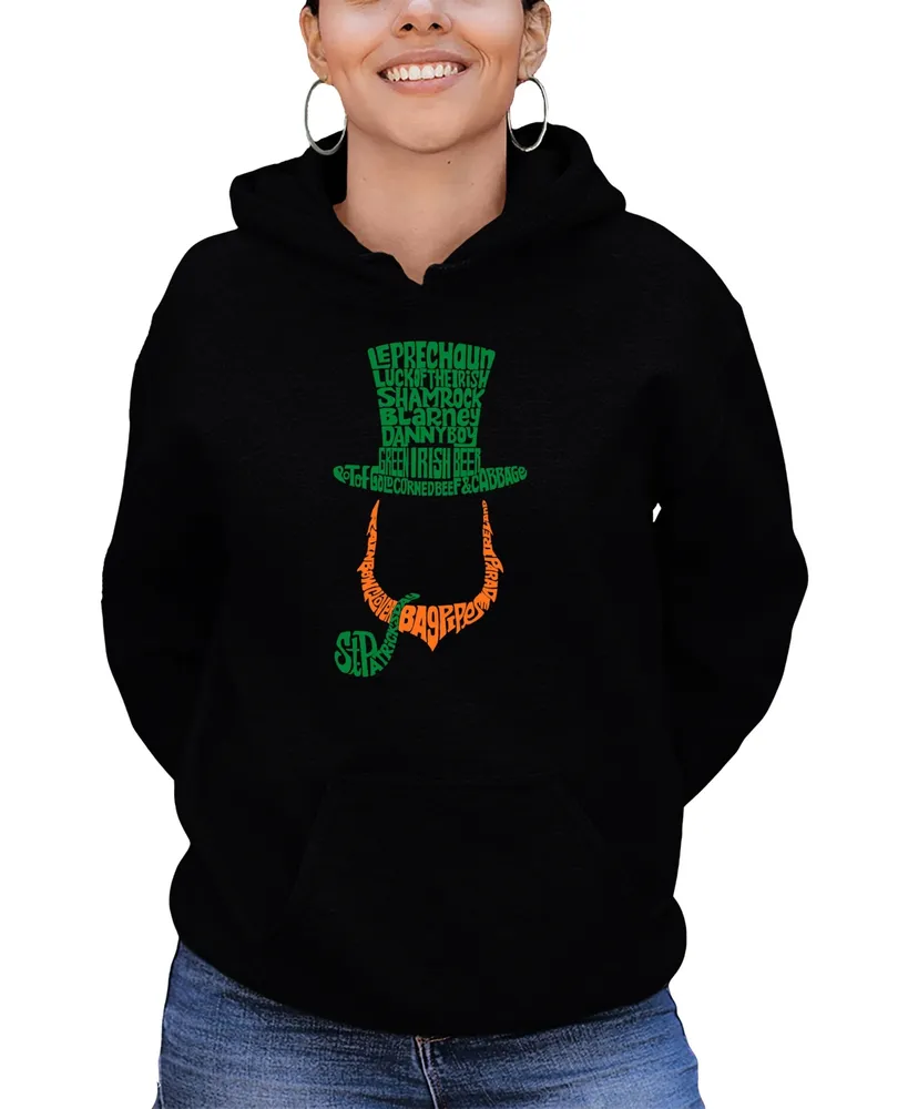 La Pop Art Women's Leprechaun Word Hooded Sweatshirt