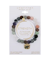 Unwritten 14k Gold Plated Crystal Strength Elephant Multi Color Matte Stone Stretch Bracelet