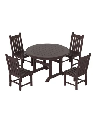 5 Piece Outdoor Patio Dining Set Round Table and Chair