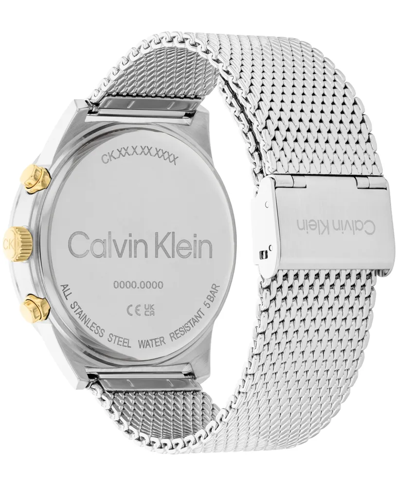 Calvin Klein Men's Silver-Tone Stainless Steel Mesh Bracelet Watch 44mm