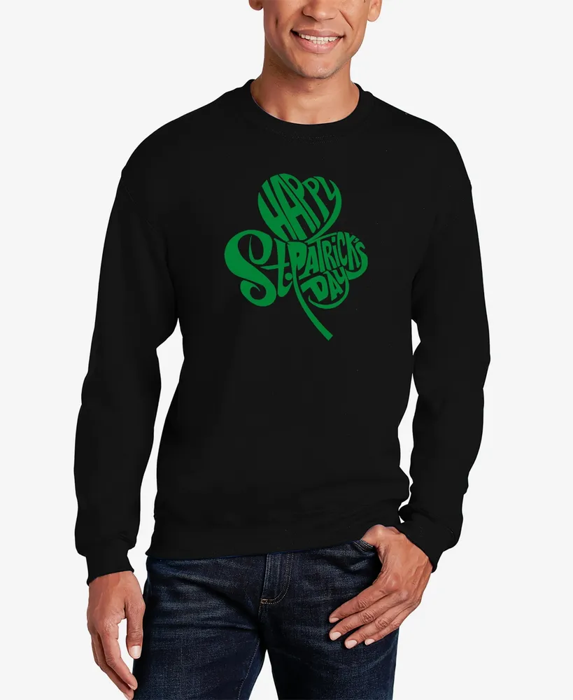 La Pop Art Men's St. Patrick's Day Shamrock Word Crewneck Sweatshirt