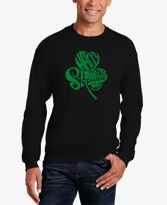 La Pop Art Men's St. Patrick's Day Shamrock Word Crewneck Sweatshirt