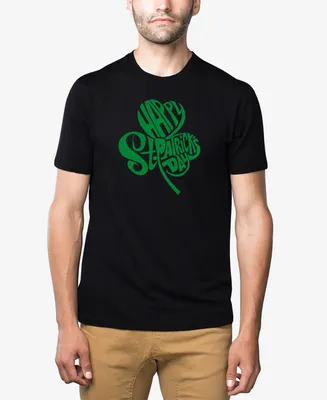 La Pop Art Men's Premium Blend St. Patrick's Day Shamrock Word Graphic T-shirt