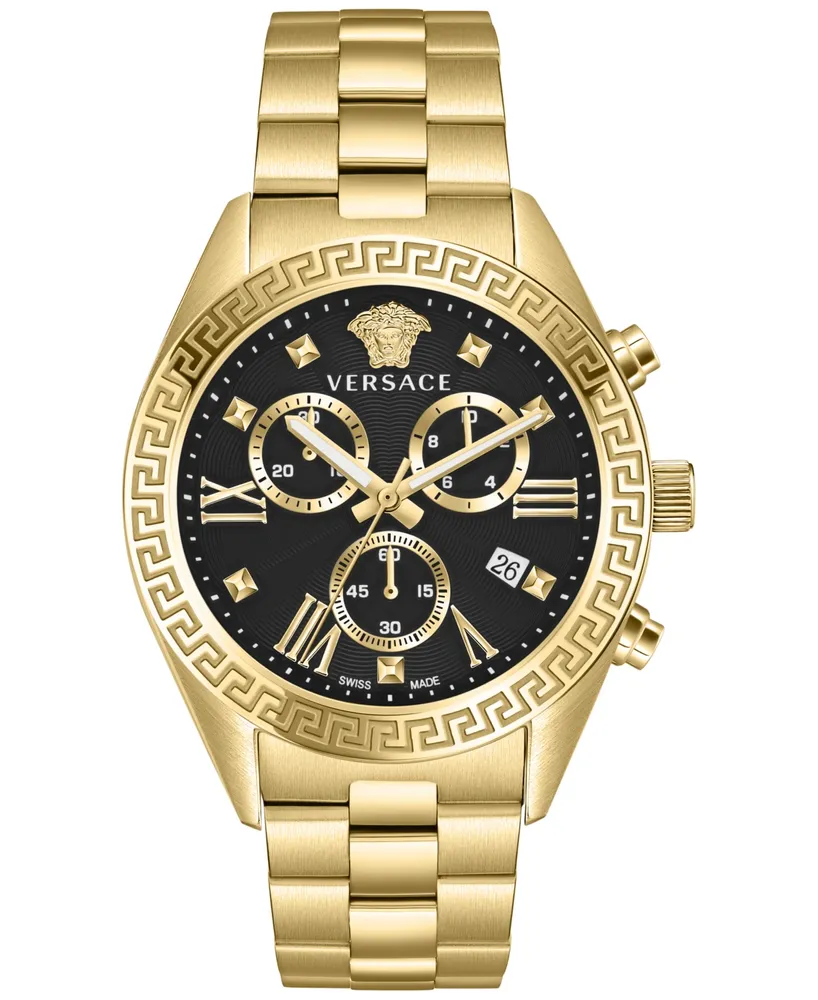 Versace Unisex Chronograph Greca Gold Ion Plated Bracelet Watch 40mm