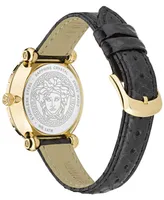 Versace Women's Swiss Greca Twist Black Leather Strap Watch 35mm