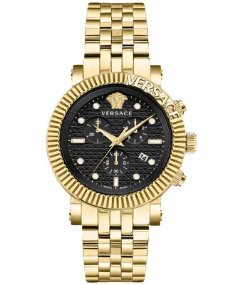 Versace Men's Swiss Chronograph V-Chrono Gold Ion Plated Bracelet Watch 45mm