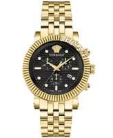 Versace Men's Swiss Chronograph V-Chrono Gold Ion Plated Bracelet Watch 45mm