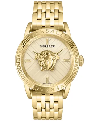 Versace Men's Swiss V-Code Gold Ion Plated Bracelet Watch 43mm