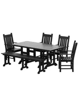 WestinTrends 6 Piece Outdoor Patio Dining Set Table and Bench Armchair