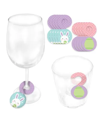 Big Dot of Happiness Spring Easter Bunny Happy Easter Party Markers for Glasses Drink Tags 24 Ct