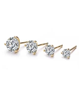 Genevive Sterling Silver Cubic Zirconia Solitaire Stud Earrings