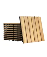 Costway 10PCS 12'' x 12'' Acacia Wood Deck Tiles Interlocking