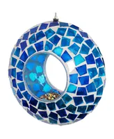 Sunnydaze Decor Glass Blue Mosaic Fly-Through Hanging Bird Feeder - 6 in