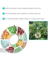 Sunnydaze Decor Glass Summer Mosaic Fly-Through Hanging Bird Feeder - 6 in