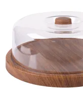 Luxe Party Mahogany Collection Cake Serving Tray with Cover