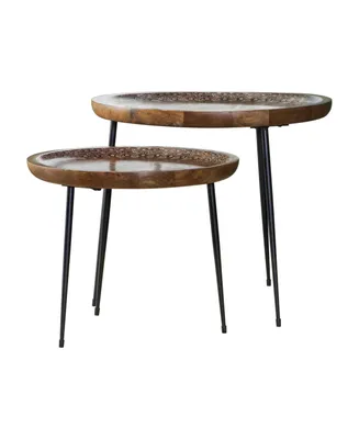 Coaster Home Furnishings 2 Piece Round Nesting Table with Tripod Tapered Legs