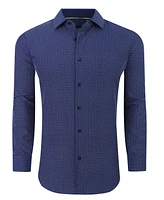 Azaro Uomo Men's Geometric Four-Way Stretch Button Down Shirt