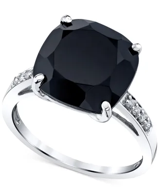 Onyx (6 1/6 ct. t.w.) & Diamond Accent Square Ring in Sterling Silver