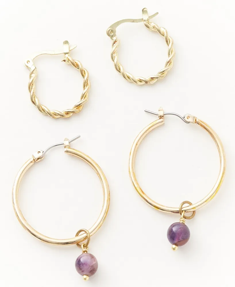 Matr Boomie Gold-Tone Hoops Earrings Set